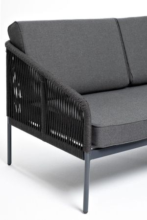 Модуль диванный "Канны" правый плетеный из роупа (веревки) темно-серый