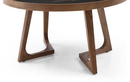 Стол журнальный CT6082 (D80) черная керамика/орех