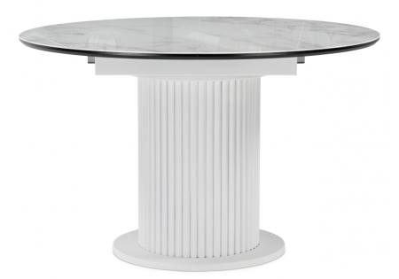 Стол стеклянный Фостер 120(160)х120х76 белый мрамор, белая шагрень, белый