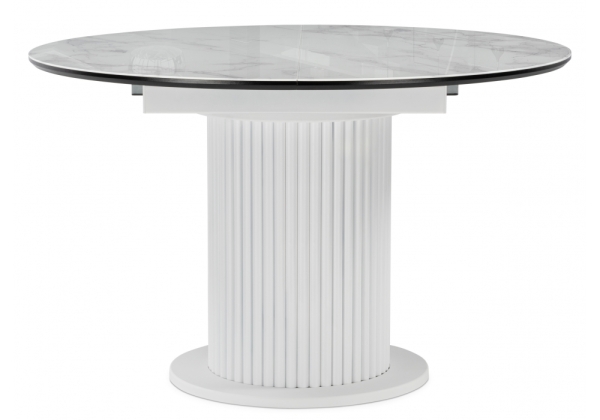 Стол стеклянный Фостер 120(160)х120х76 белый мрамор, белая шагрень, белый