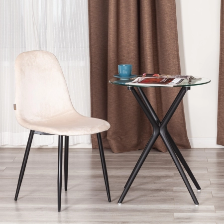 Стул BREEZE (mod. JSC-58) велюр и металл, бежевый и черный