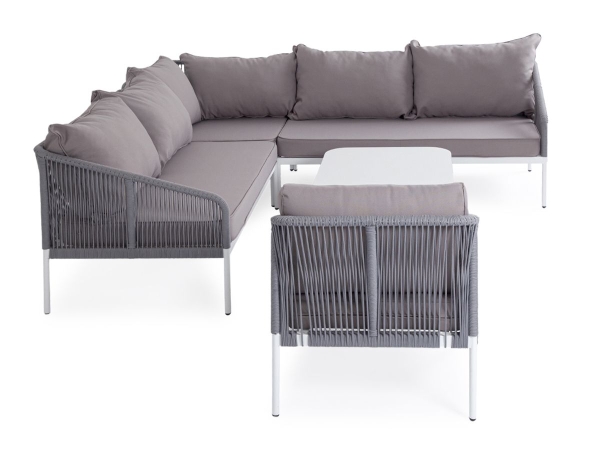 Лаунж-зона "Канны" модульная угловая из роупа (веревки), цвет светло-серый
