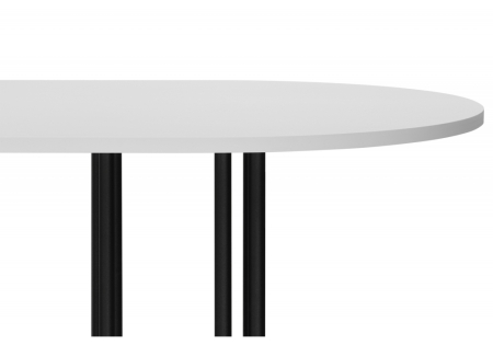 Стол деревянный Хьюго О 160 х 90 белая шагрень пленка, черные ноги