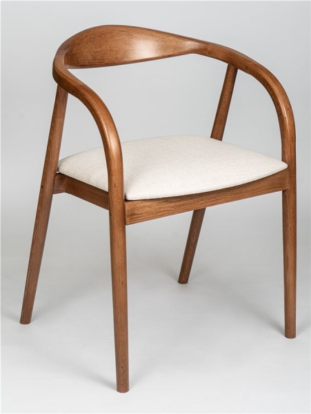 Деревянное полукресло венское Diona светлый орех с мягким сиденьем из бежевой ткани Тесла 01