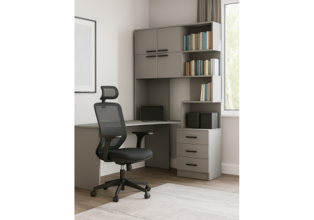 Компьютерный стол Эльброни левый шиншилла серая