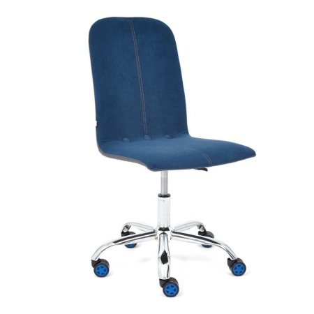 Кресло RIO флок/экокожа, синий/металлик
