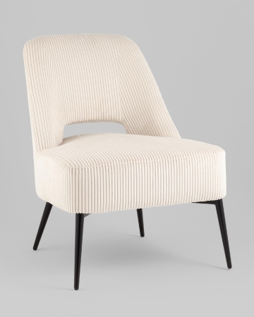 Кресло лаунж Бостон велюр рельефный молочный