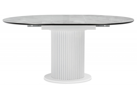 Стол стеклянный Фостер 120(160)х120х76 белый мрамор, белая шагрень, белый