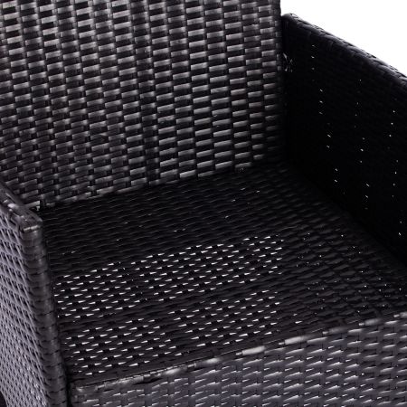 Обеденный сет (стол+4стула) (mod. 210036) пластиковый ротанг, стекло, 100х100х74 см / 60х60х75 см, черный, ткань: DB-16, серый