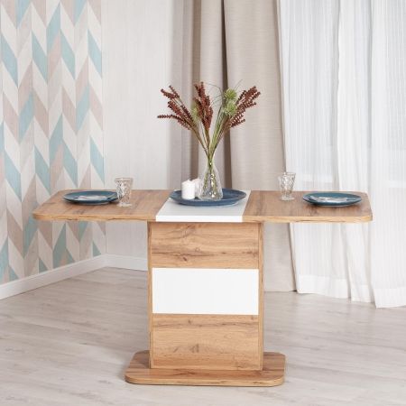 Стол обеденный SMART ЛДСП, 105-140х68,6х75 см, дуб вотан, белый