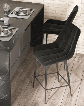 Стул полубарный Флекс велюр черный