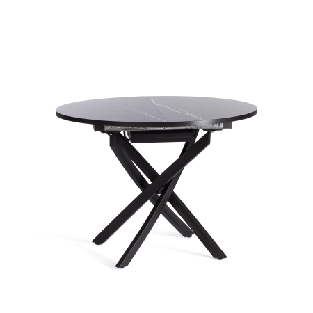 Стол MANZANA ЛДСП, HPL, металл, 100х100+30х75 см, мрамор черный, черный