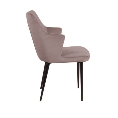 Стул с подлокотниками Hunt, бархат пепельно-бежевый, черный конус