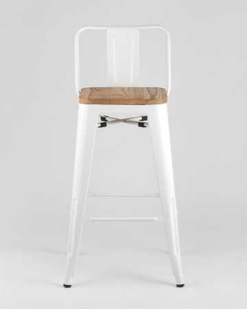 Стул полубарный TOLIX WOOD со спинкой белый глянцевый