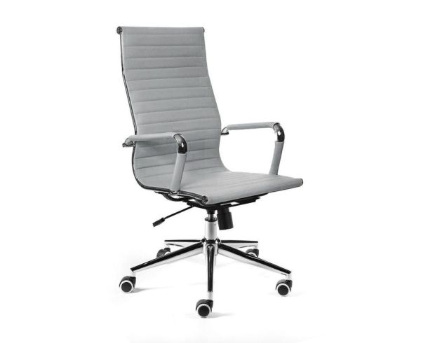 Кресло офисное Техно хром серая экокожа Кресло офисное Техно хром серая экокожа