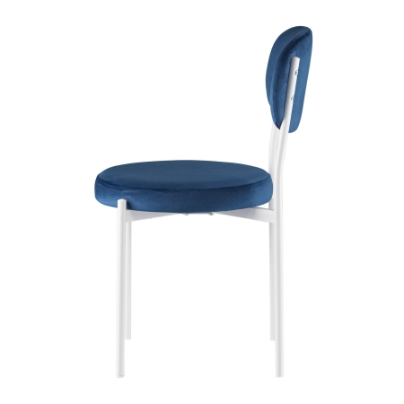 Стул Maso велюр синий, белые ножки