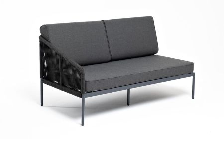 Модуль диванный "Канны" правый плетеный из роупа (веревки) темно-серый