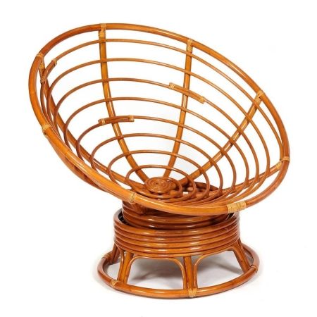 Кресло-качалка "PAPASAN" w 23 и 01 B с подушкой, коньяк, экошерсть коричневый, 1811-5