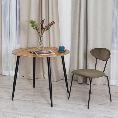 Стол URANUS ЛДСП, металл 90x90x77 см дуб вотан, черный