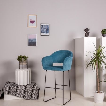 Кресло бар Oscar Блю/Линк золото