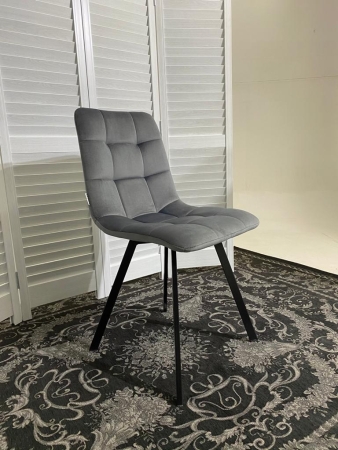 Стул CHILLI SQUARE BLUVEL-14 серый, велюр, черный каркас фото в интернет-магазине Stoolmarket