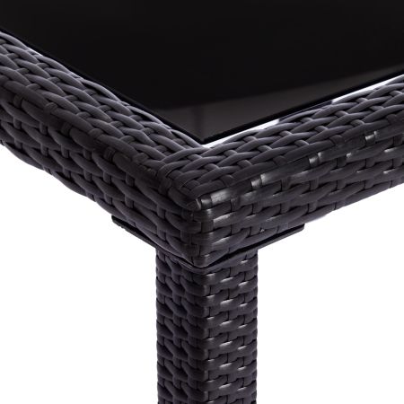 Обеденный сет (стол+4стула) (mod. 210036) пластиковый ротанг, стекло, 100х100х74 см / 60х60х75 см, черный, ткань: DB-16, серый