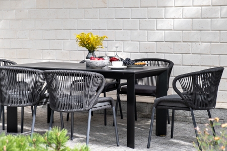 "Венето" обеденный стол из HPL 160х80 см, цвет "серый гранит", каркас черный