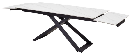 Стол LIVORNO 180 MATT WHITE MARBLE SINTERED STONE, BLACK