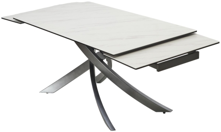 Стол ESTEBIO 160 KL-99 белый мрамор матовый, итальянская керамика, Серый металлик