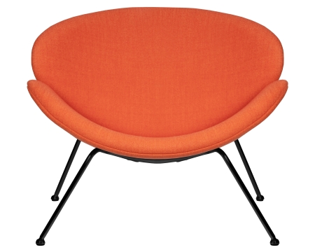 Кресло дизайнерское EMILY, оранжевая ткань, черное основания