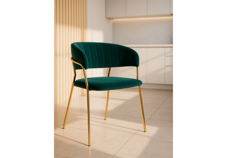 Стул на металлокаркасе Kamelia зеленый, золотой